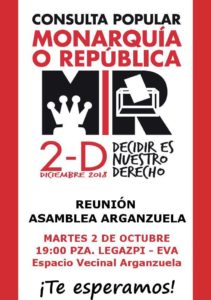 Reunión Asamblea Arganzuela Consulta popular Monarquía o República