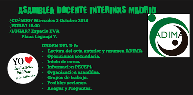 Asamblea de ADIMA (Asamblea de Docentes e Interinos de Madrid).